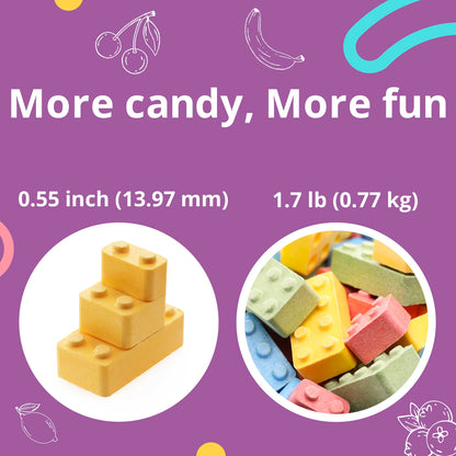 Candy Blocks 100% Edible, Assorted Flavors - Fun Brick-Shaped Hard Candies for Kids - Perfect Party Treats & Decorations - 1.7lb Bulk Pack