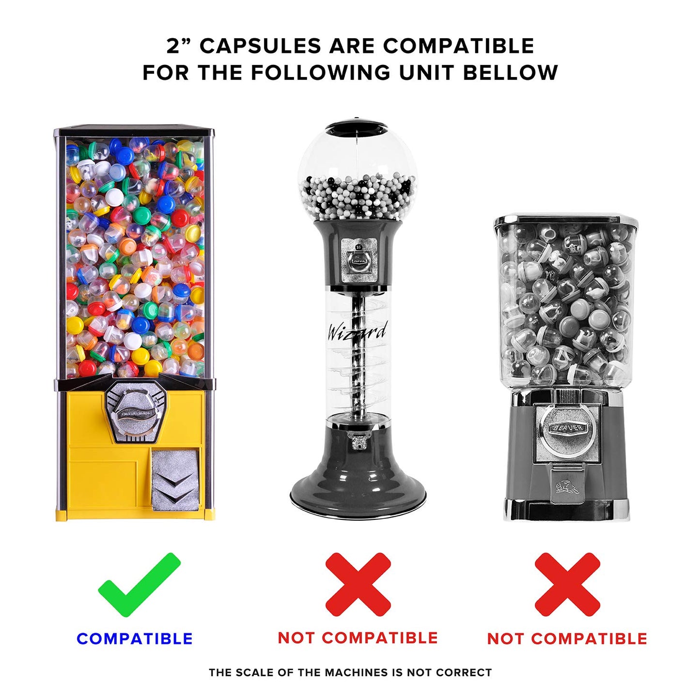 Vending Machine Empty Round Clear Capsules 2” 50mm - Capsule for Toy Gumball Machines Small Containers Surprise for Kids Party Favor Prize