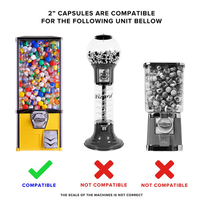 Vending Machine Empty Round Clear Capsules 2” 50mm - Capsule for Toy Gumball Machines Small Containers Surprise for Kids Party Favor Prize