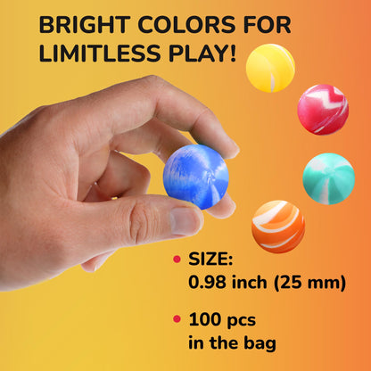 Bouncy Balls - 100 Pcs Small Bouncing Balls - 1 Inch Bounce Balls - Tri-Color Bouncing Balls for Kids - Vending Machine Toys