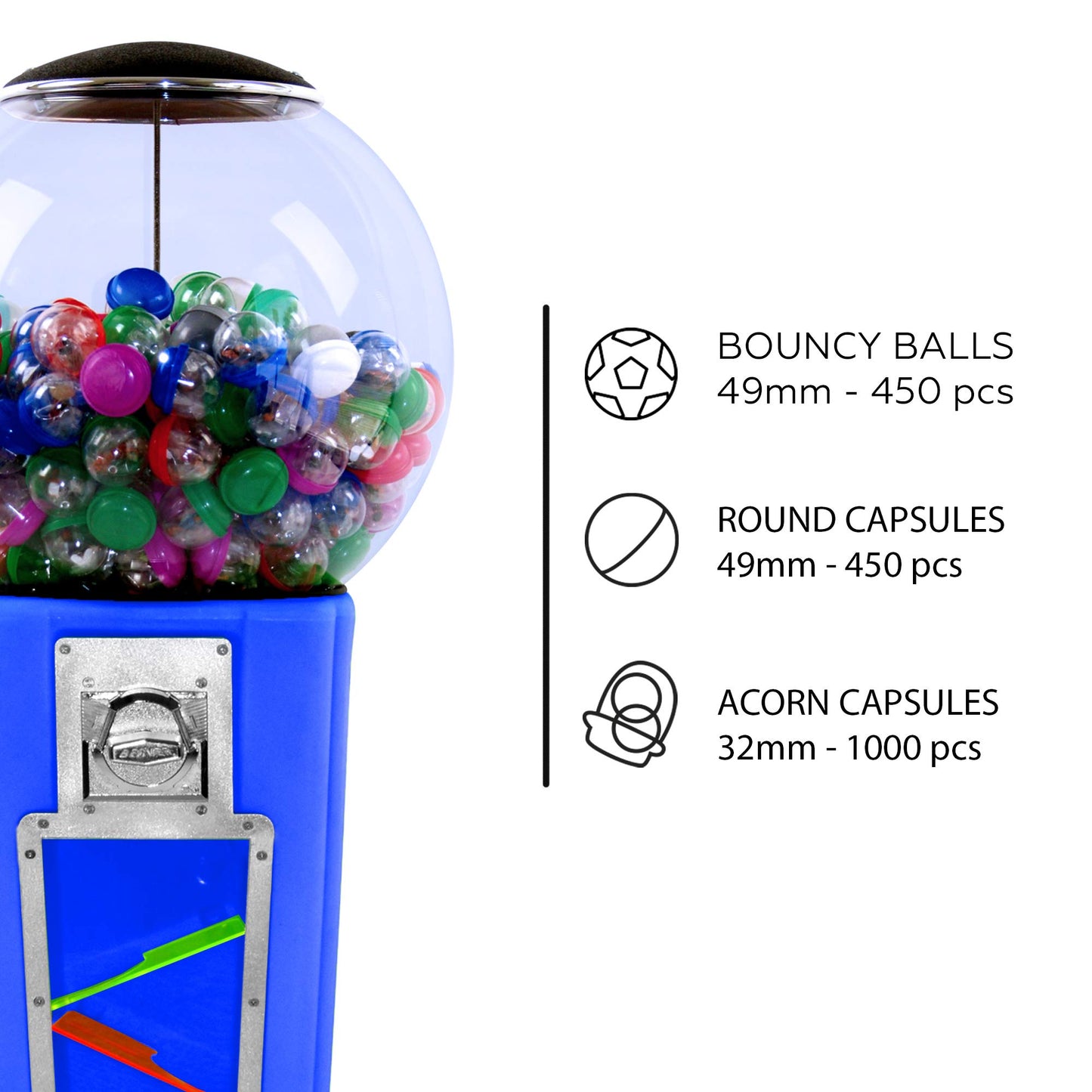 Vending Machine - Wizard Wonder Capsule Vending Machine - Prize Machine - Commercial Vending Machine for 2 Inch Round Capsules Gumballs Bouncy Balls - Blue