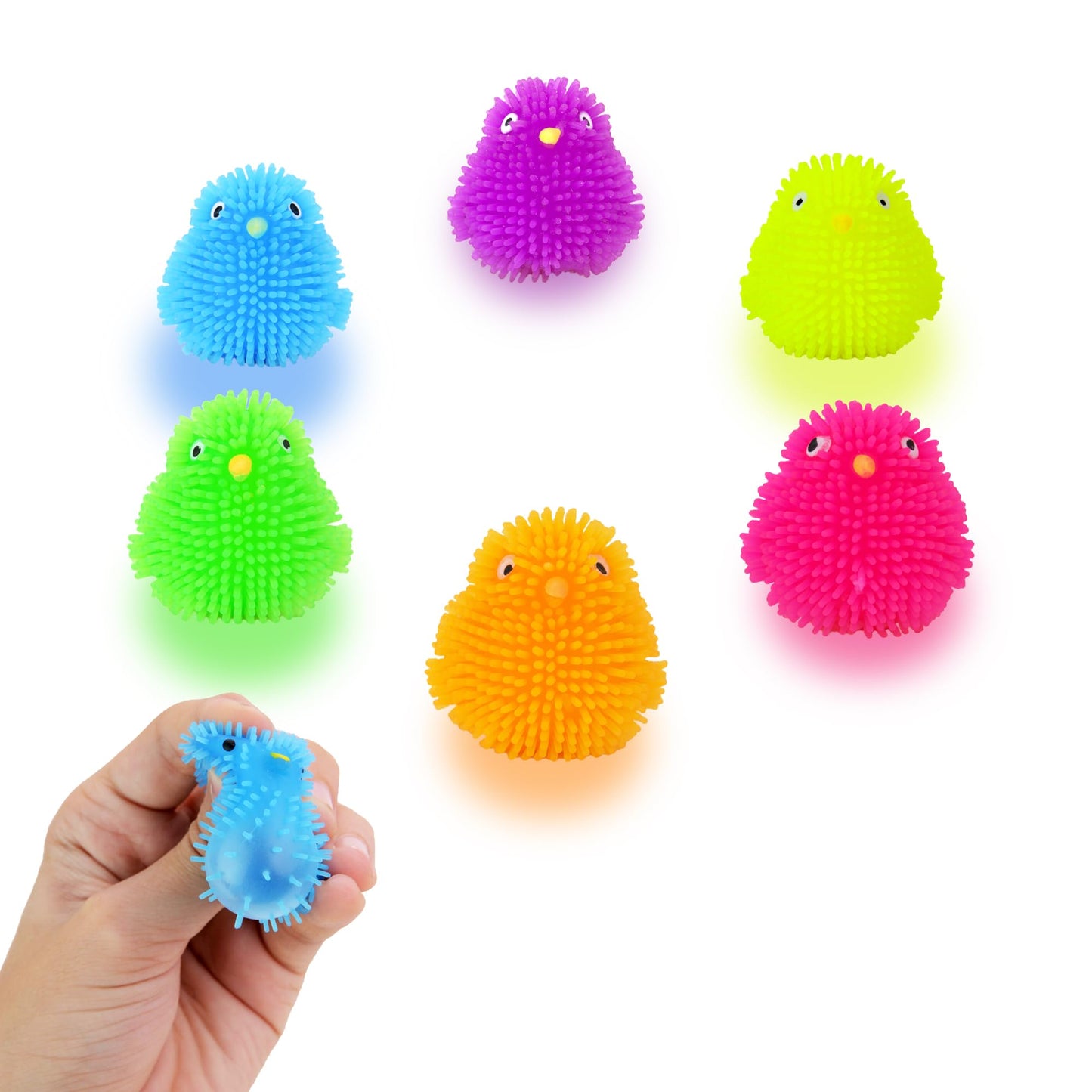 Puffer Balls for Kids - Chiken Puffer Toys for Kids 1.75 Inch - Easter Egg Fillers - Puffer Animals 24 Pcs - Spiky Balls