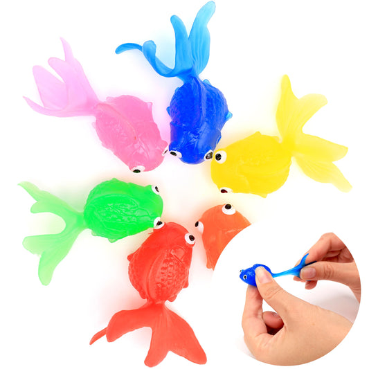 Sea Animals Figures - Vibrant 4 Colors - 1.75” Small Rubber Toy Fish - Ideal for Fish Tank & Aquarium Decorations - Fishing Birthday Party Supplies