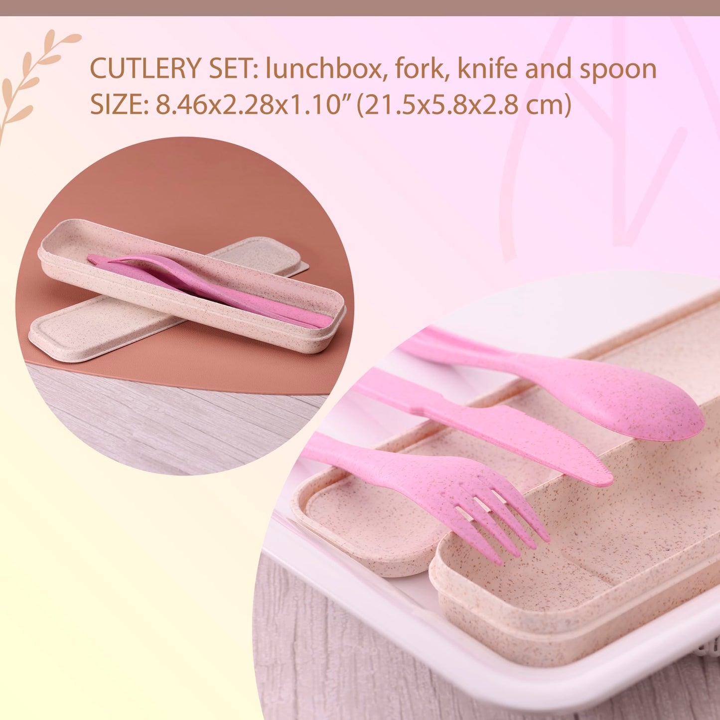 Wheat Straw Travel Utensils Set with Case - Kids Cutlery Set - BPA Free Portable Silverware for Lunch Box - Fork Spoon Knife Set with Case