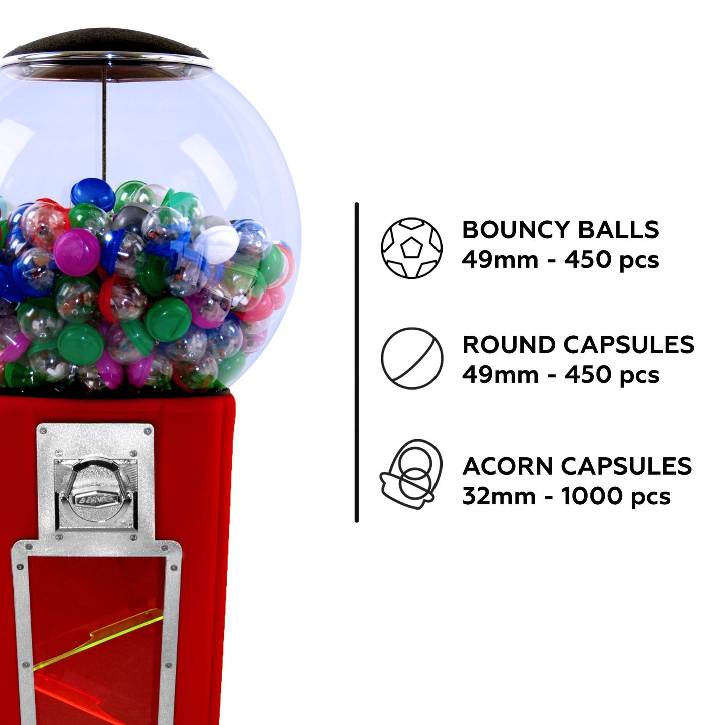 Wizard Wonder Capsule Vending Machine - Prize Machine - Commercial Vending Machine for 2 Inch Round Capsules Gumballs Bouncy Balls - Red