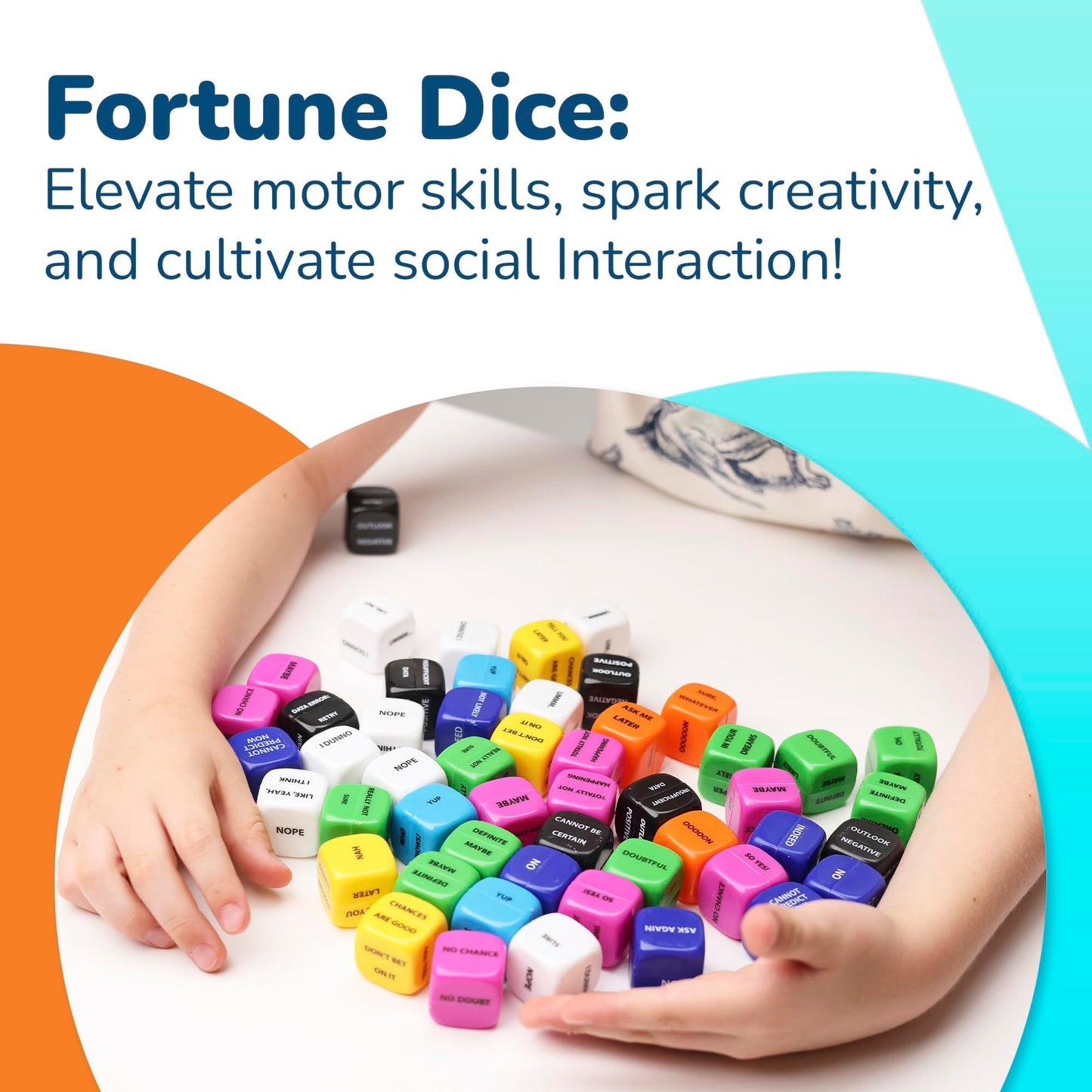 Fortune Dice Toys for Kids - 50 Pcs Bulk Dice Prizes for Kids - Colored Dice Bulk Gifts Party Favors Easter Egg Fillers Goodie Bag Pinata Stuffers