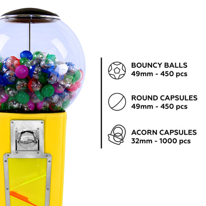 Wizard Wonder Capsule Vending Machine - Prize Machine - Commercial Vending Machine for 2 Inch Round Capsules Gumballs Bouncy Balls - Yellow