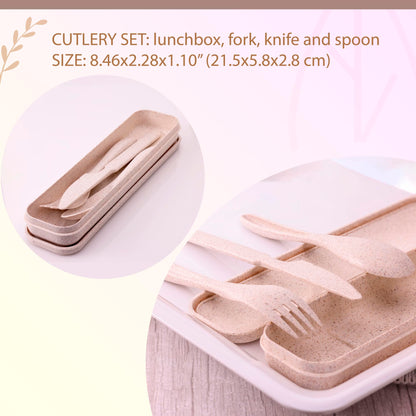 Wheat Straw Travel Utensils Set with Case - Kids Cutlery Set - BPA Free Portable Silverware for Lunch Box - Fork Spoon Knife Set with Case