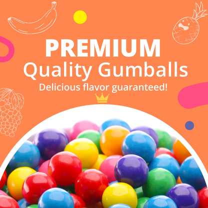 Mini Gumballs for Gumball Machine Refills - 0.5" Inch Assorted Fruit Flavored Chewing Gum - 1.7 LB Bag