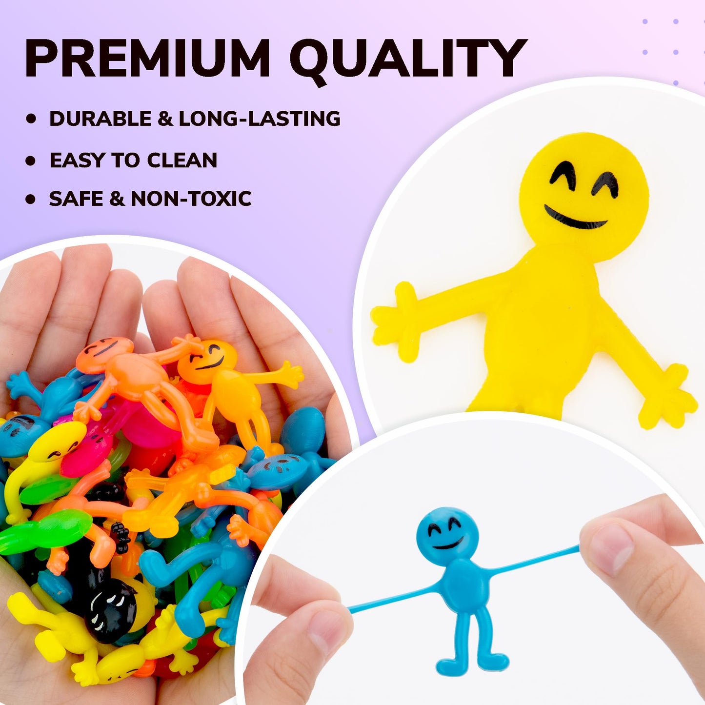 2.5 Inch Stretchy Emoji Toys - Figurines for Kids - 50 Pcs Small Figurines for Party Favors - Fillers Goodie Bag Supplies - Pinata Stuffers