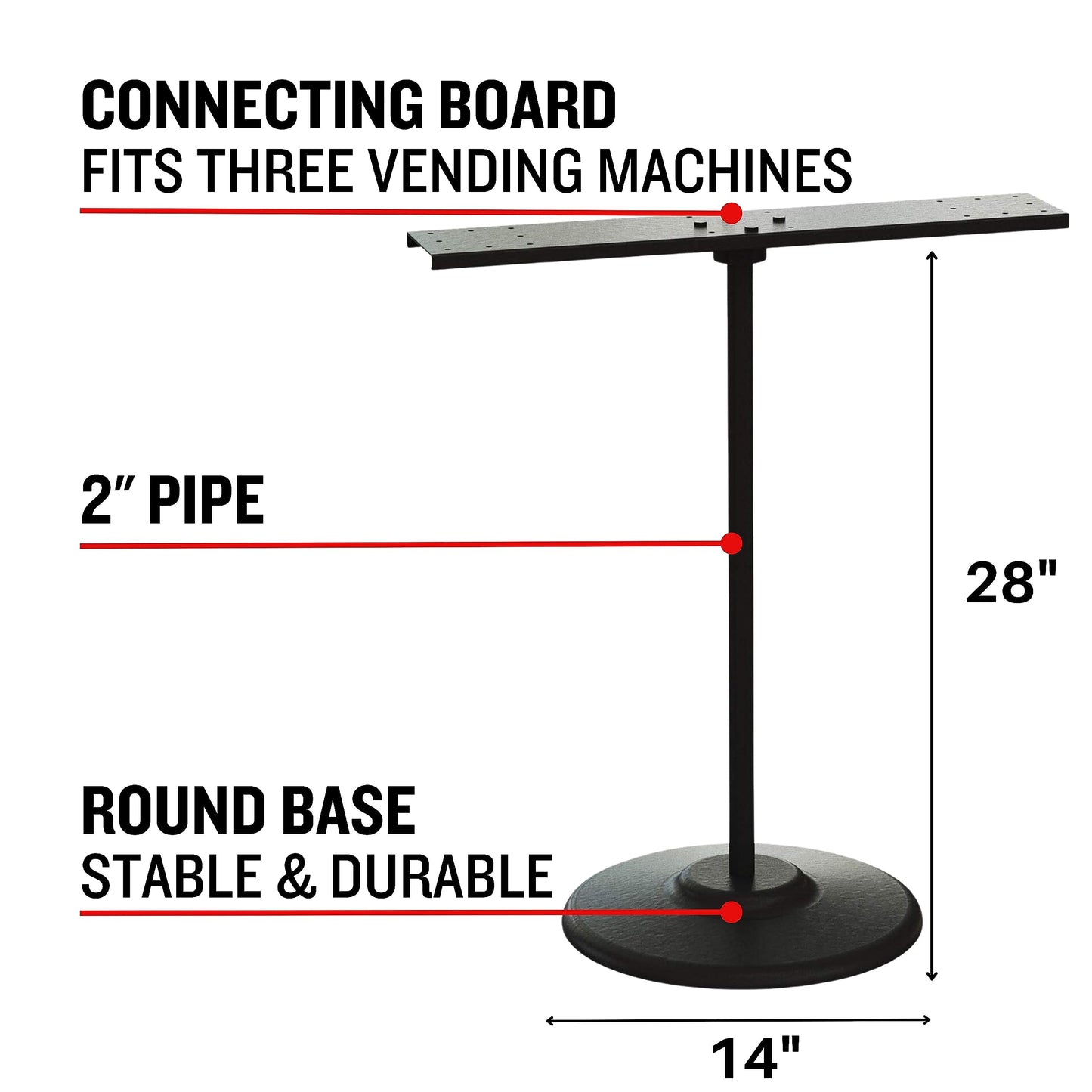 3 Vending Machines with Metal Stand & Connecting Board Bundle - Bubble Gum Red Vending Machine and Black Metal Stand Bundle - Coin Gumball Machine