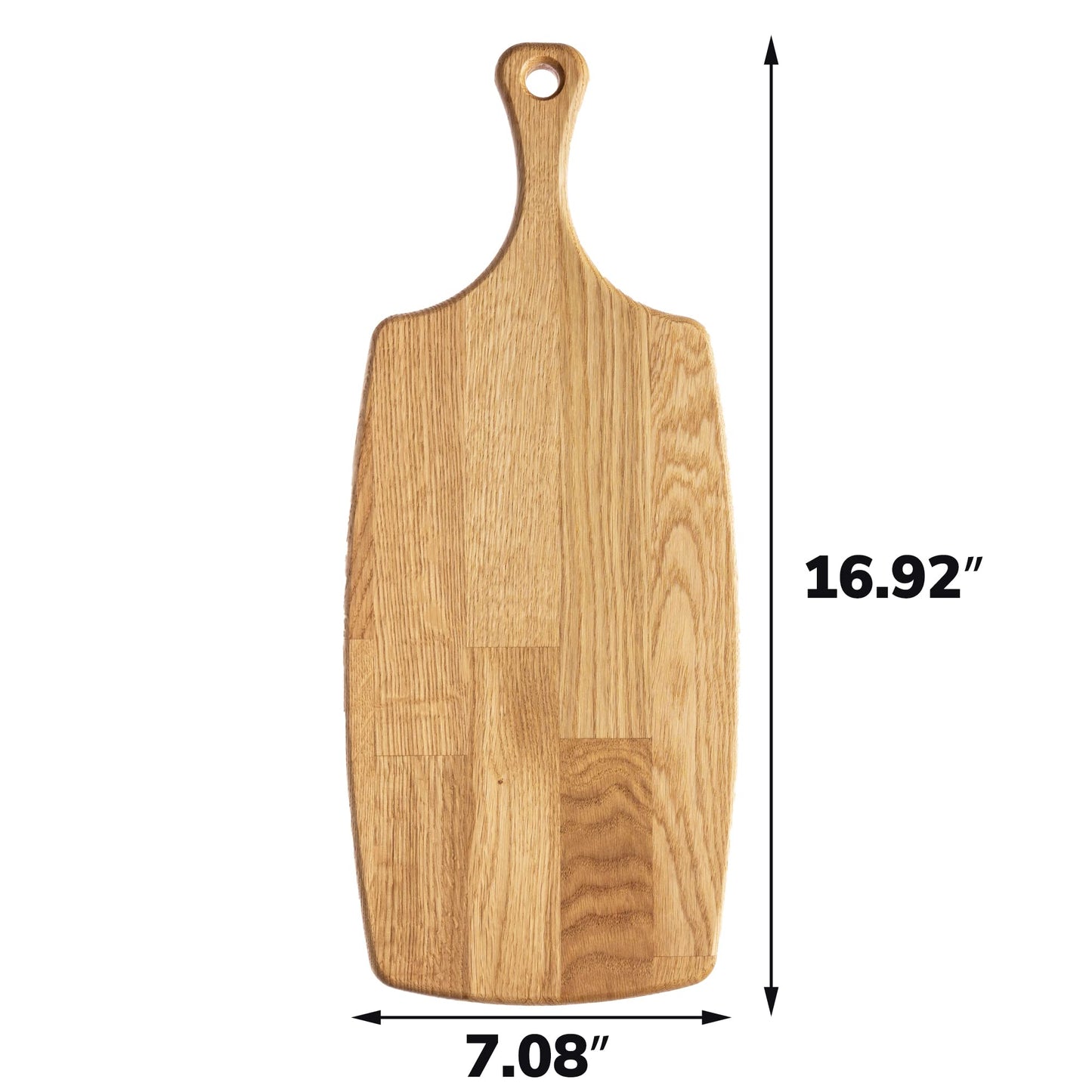 17x7 Inches Large Cheese Board with Handle - 20 mm Thin Cutting Board - Edge Grain Oak Cutting Board - Long Charcuterie Board - Wooden Serving Platter