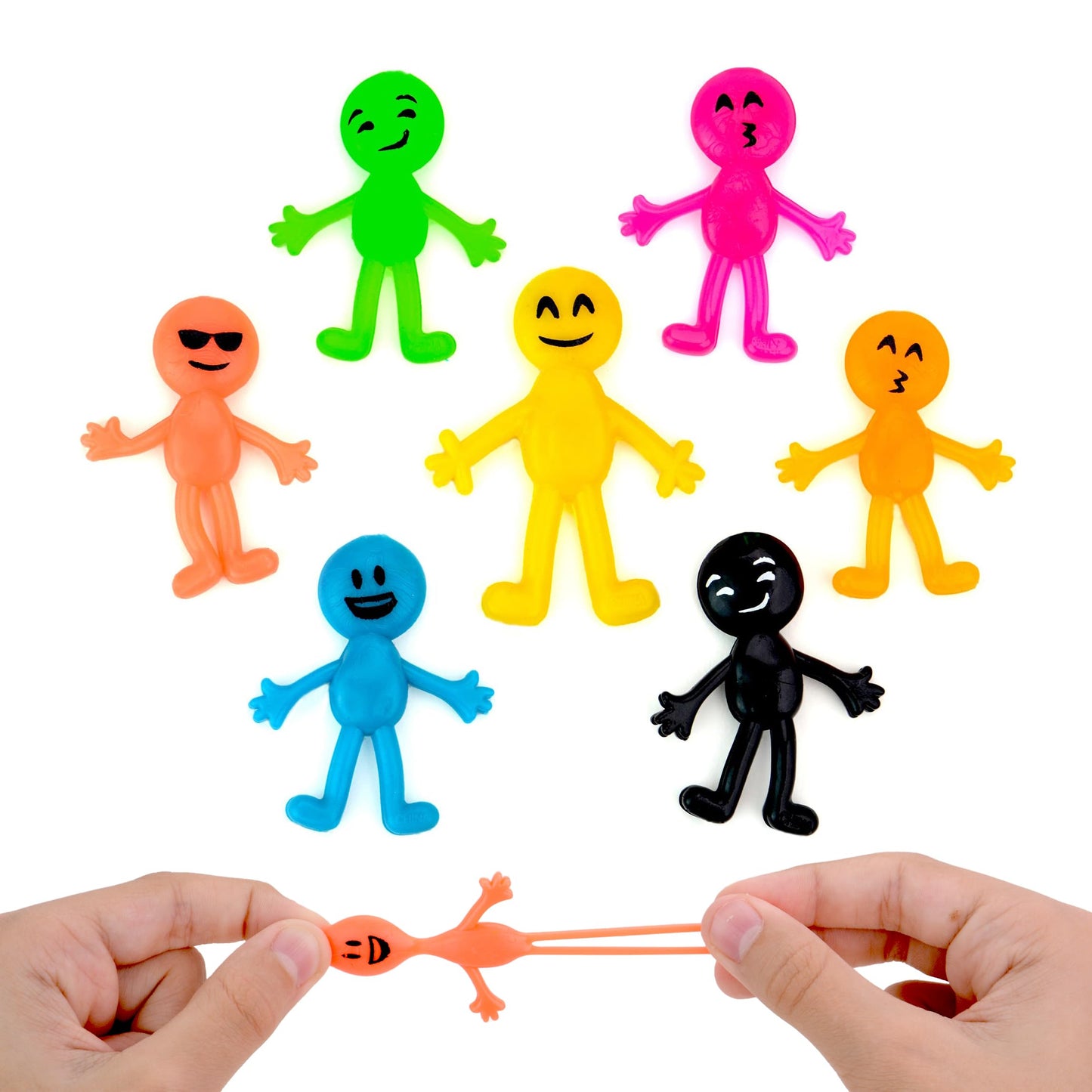 2.5 Inch Stretchy Emoji Toys - Figurines for Kids - 50 Pcs Small Figurines for Party Favors - Fillers Goodie Bag Supplies - Pinata Stuffers