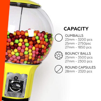 Gumball Machine for Kids RED Vending Machine 4'10" $0.25 Large Spiral Candy Machine with Dispenser for Gumballs Bubble Gums Bouncy Balls Capsules