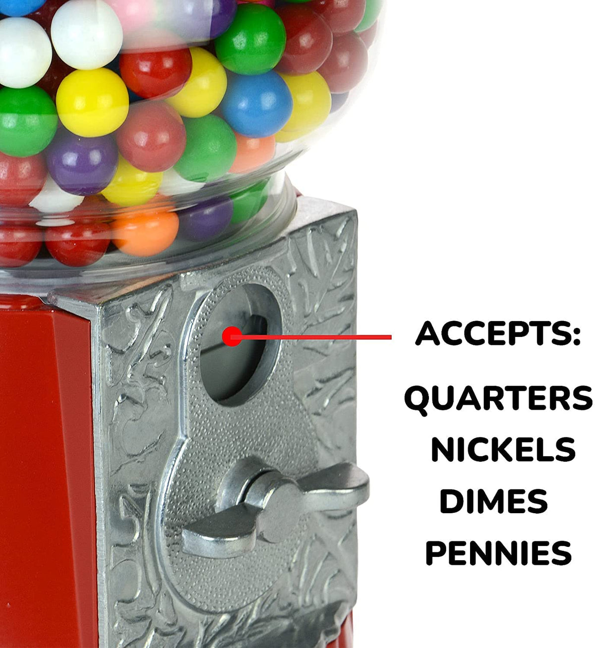 15 Inch Gumball Vending Machine for Kids - Gumball Bank - Metal Candy Dispenser - Vintage Gum Ball Machine - Jelly Bean Dispenser Machine