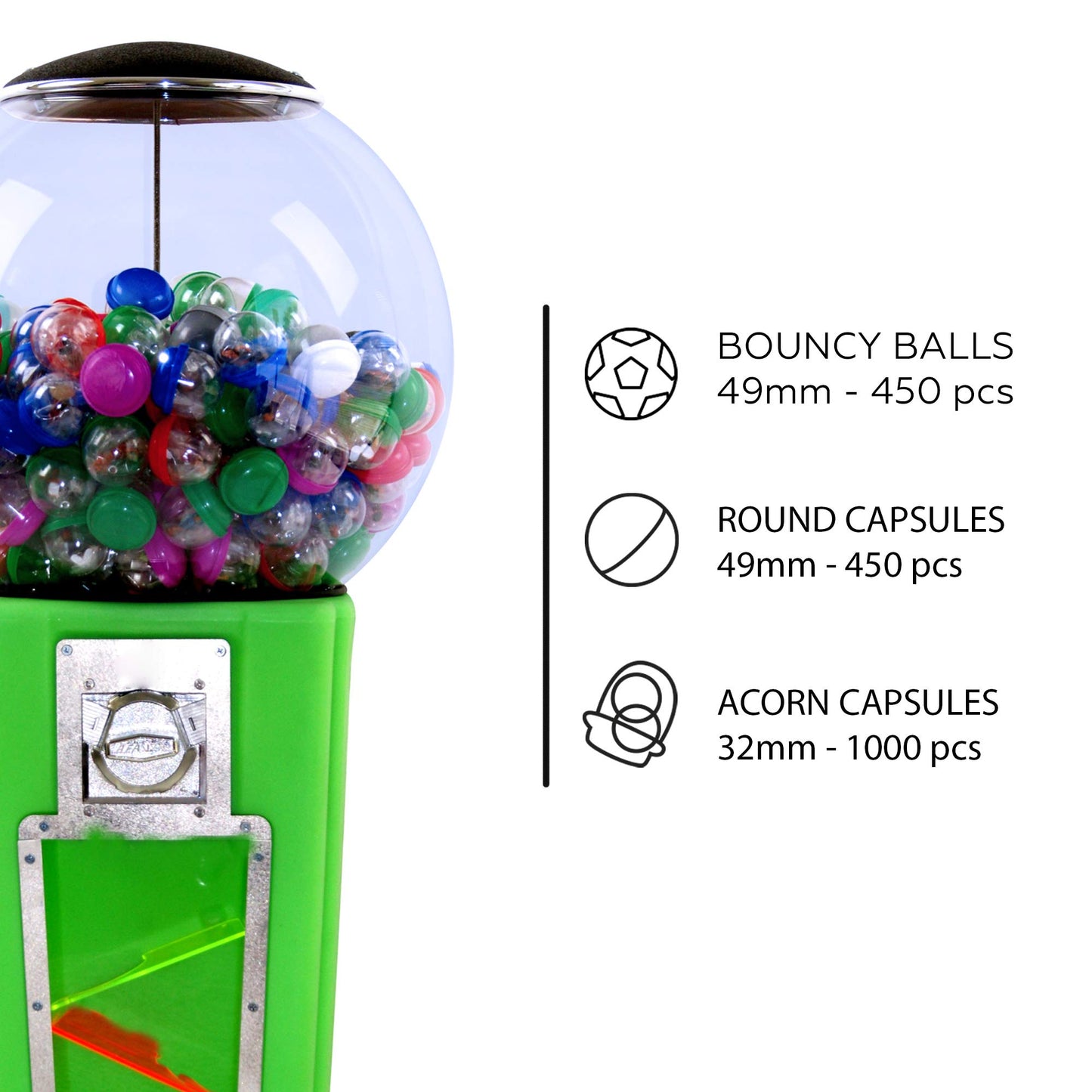 Vending Machine - Wizard Wonder Capsule Vending Machine - Prize Machine - Commercial Vending Machine for 2 Inch Round Capsules Gumballs Bouncy Balls - Green