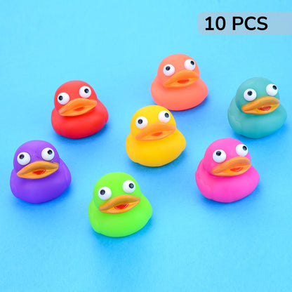 Ducky Eye Poppers 2 Inch - Easter Egg Fillers - Playset for Ducky Bath Toys 10 Pcs - Ducky City Rubber Duck - Baby Beach Pool - Bulk Gifts for Kids