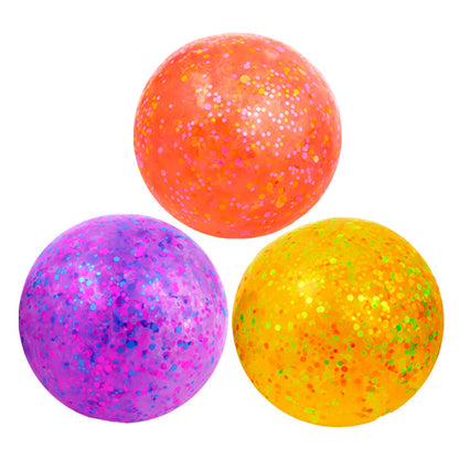 Squishy Ball Set of 3 - Random Colors Confetti Squeeze Balls - 2.75 Inch Gel Stress Balls for Kids - Stress Relief Toys - Anti Stress Ball Pack