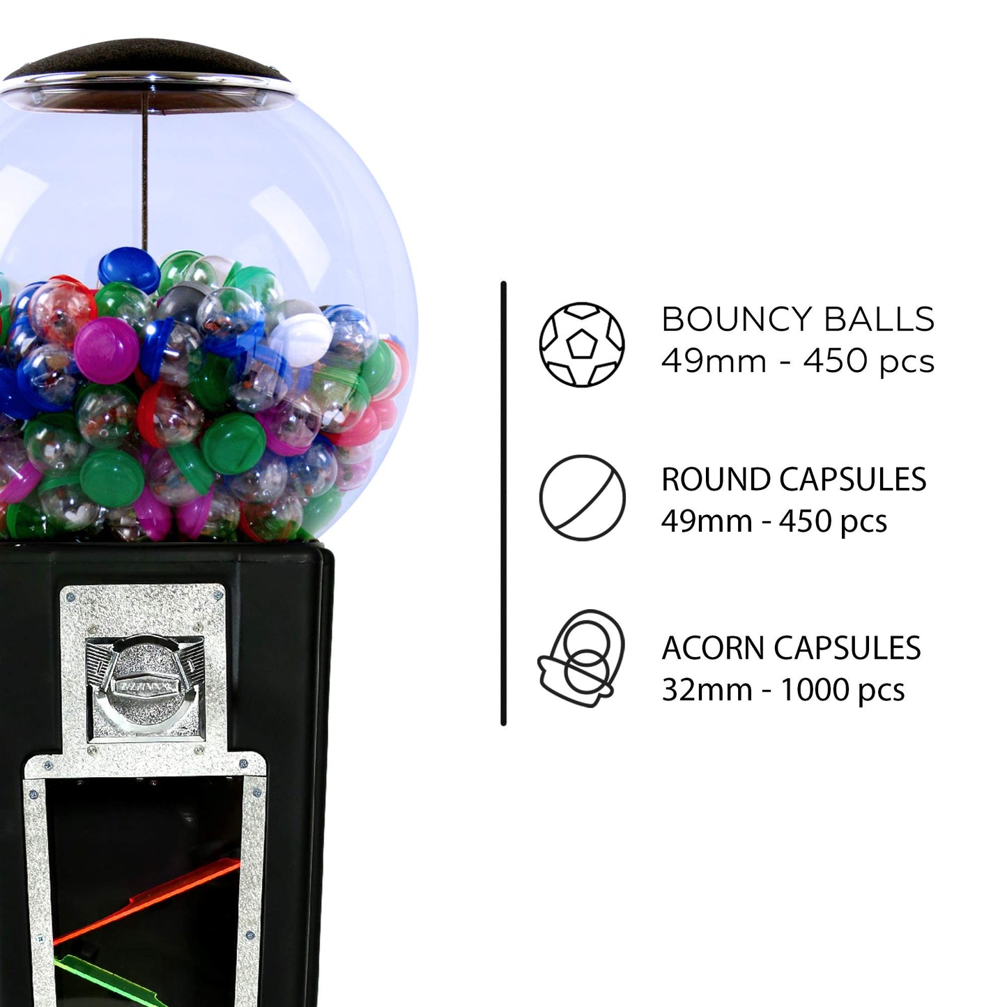 Vending Machine - Wizard Wonder Capsule Vending Machine - Prize Machine - Commercial Vending Machine for 2 Inch Round Capsules Gumballs Bouncy Balls - Black