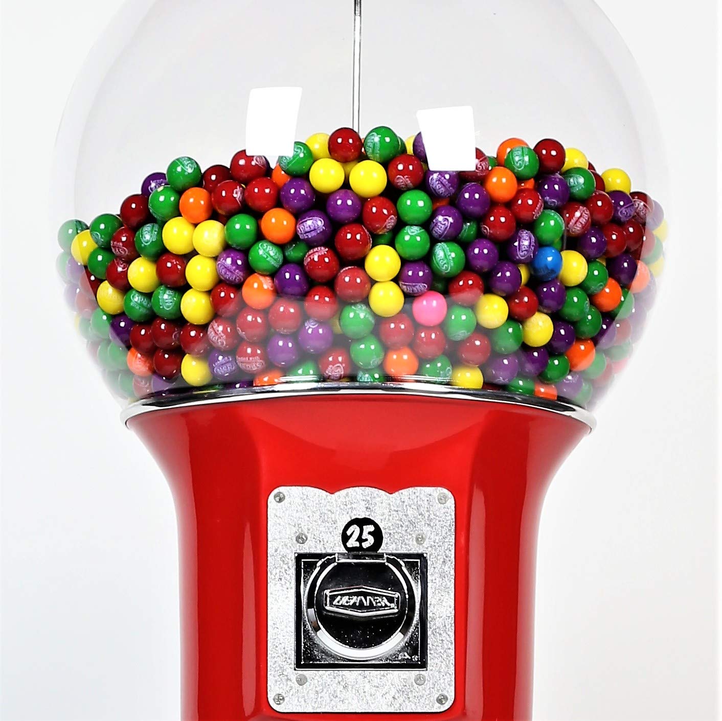 Gumball Machine for Kids RED Vending Machine 4'10" $0.25 Large Spiral Candy Machine with Dispenser for Gumballs Bubble Gums Bouncy Balls Capsules