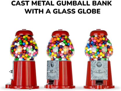 15 Inch Gumball Vending Machine for Kids - Gumball Bank - Metal Candy Dispenser - Vintage Gum Ball Machine - Jelly Bean Dispenser Machine