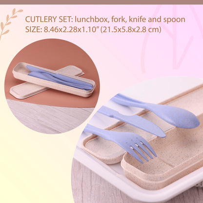 Wheat Straw Travel Utensils Set with Case - Kids Cutlery Set - BPA Free Portable Silverware for Lunch Box - Fork Spoon Knife Set with Case