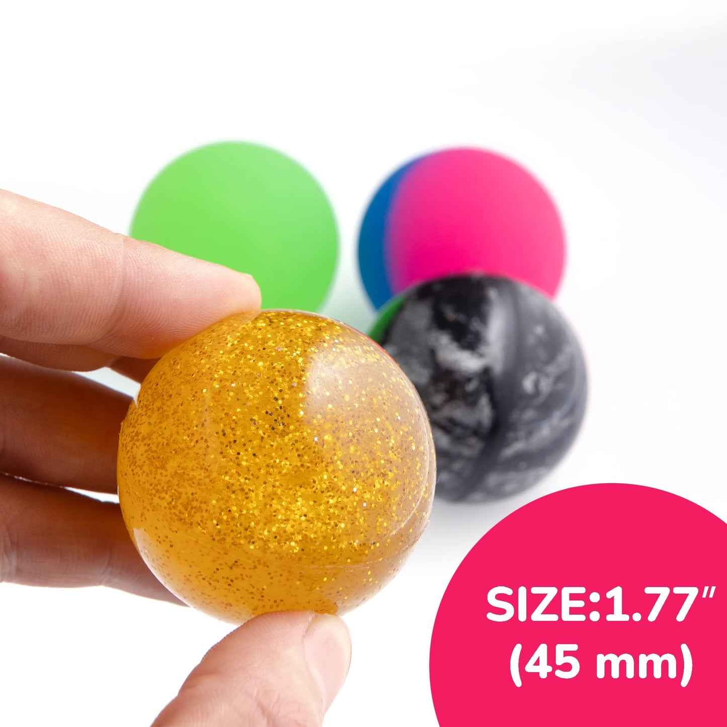 Bouncy Balls - Gift for Kids - 4 Pcs Assorted Bouncy Balls in Blister - 45mm Large Bouncy Balls - High Bouncy Balls - Rubber Bouncy Balls