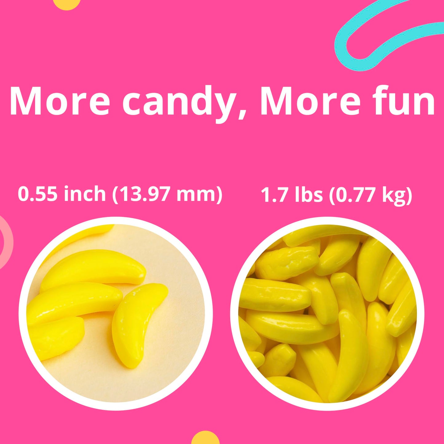 Bulk Candy - Hard Candy for Kids - 1.7 Lb Yellow Banana Candy - Candy for Candy Machine - Yellow Candy Bulk Banana Heads - Banana Flavored Runts Candy