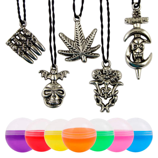 Toy and Capsule Bundle for Vending Machine - Voodoo Necklaces Charms with Vending Capsules, Bulk 100psc