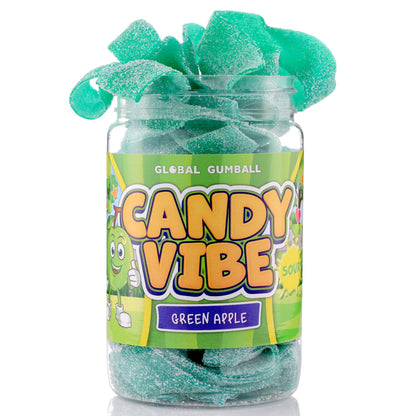 Sour Belts Candy - Candy Sour Strips - 0.55 Lb Jar of Sour Strips Candy - Sour Rainbow Belts- Peanut Free - Great as Movie Theater Candy for Kids