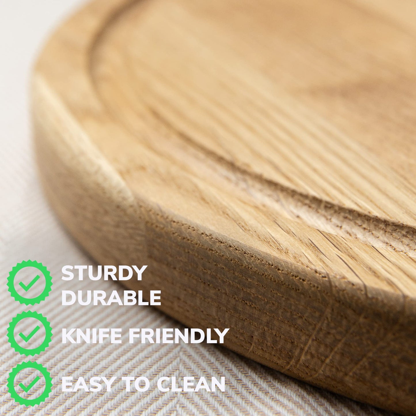 Round Cutting Board 11" - Wood Cutting Board - Oak Cutting Board - Real Wood Cutting Board - Chopping Board for Kitchen - Edge Grain Oak Wood Board