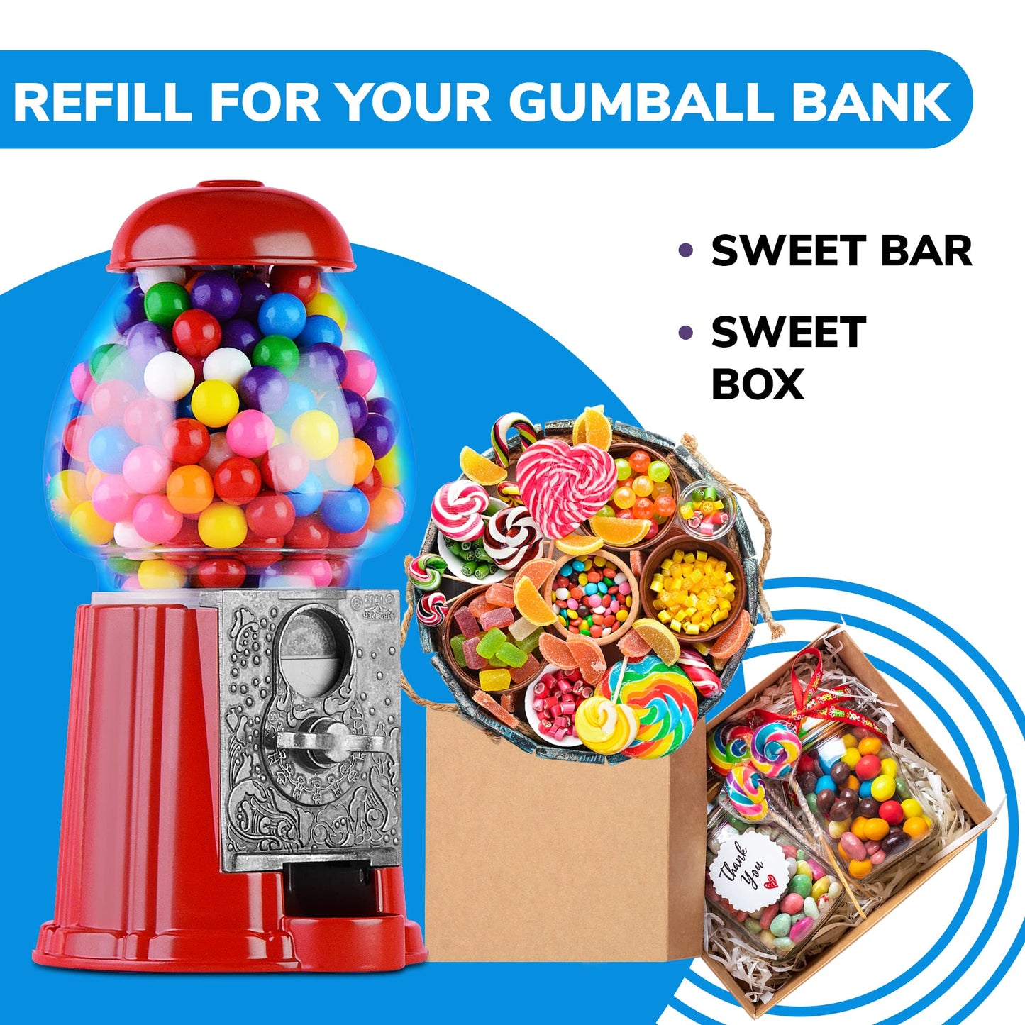 Gumballs for Gumball Machine - 0.5" Inch Assorted Fruit Flavors Bubble Gum - 1.9 LB Bag