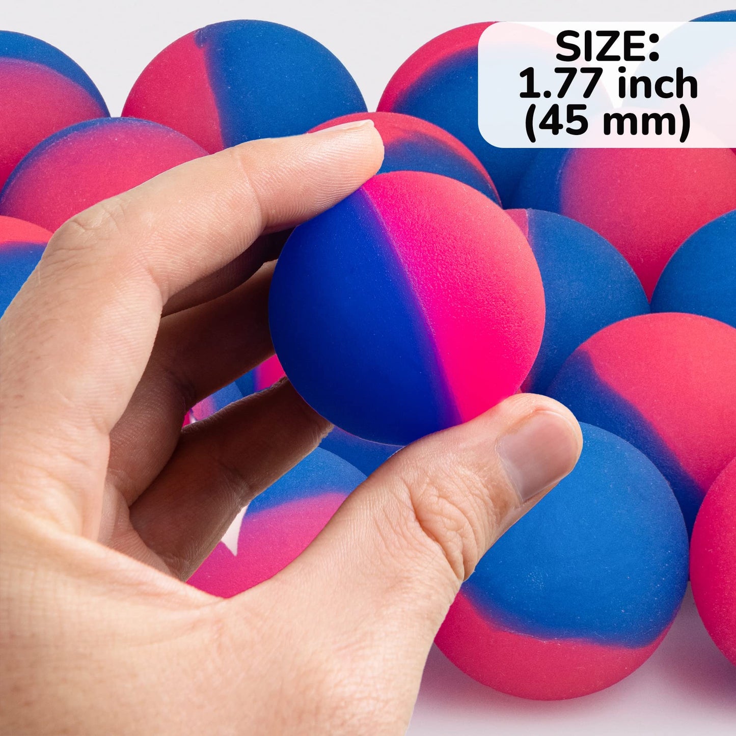 Rubber Balls for Kids - Double Colored ICY Bounce Balls - 25 pcs 50 pcs 100Pcs Large Bouncy Ball 45 mm - Super Ball Vending Machine Toys