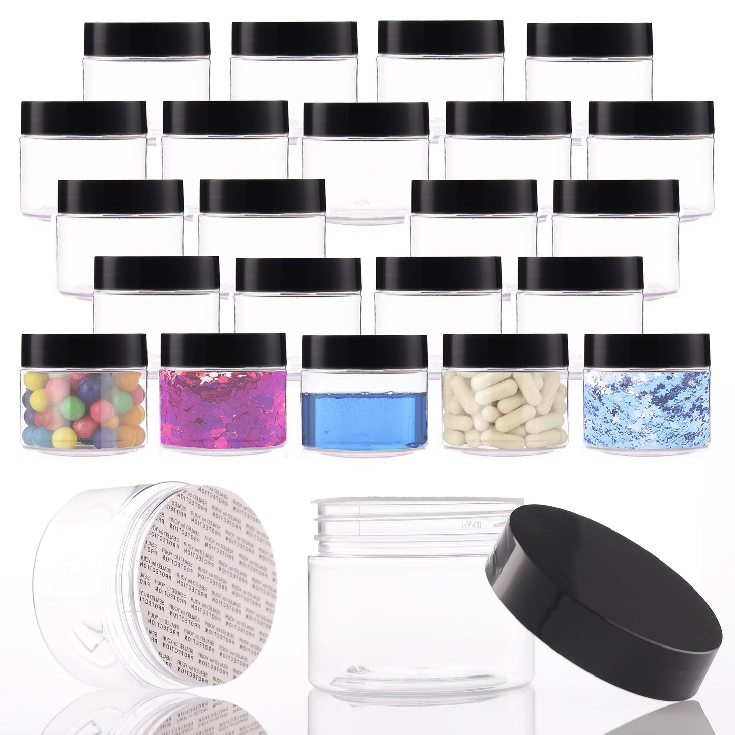 Plastic Jars with Lids - 4 OZ Small Plastic Containers - Travel Cosmetic Containers for Creams - Leak Proof Clear Jar