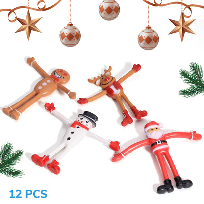 Set for Kids, 24 PCS Christmas Fidget Toys Bendable Figurines with Christmas Stickers for Crafts, Christmas Stocking Stuffers, Classroom Prizes