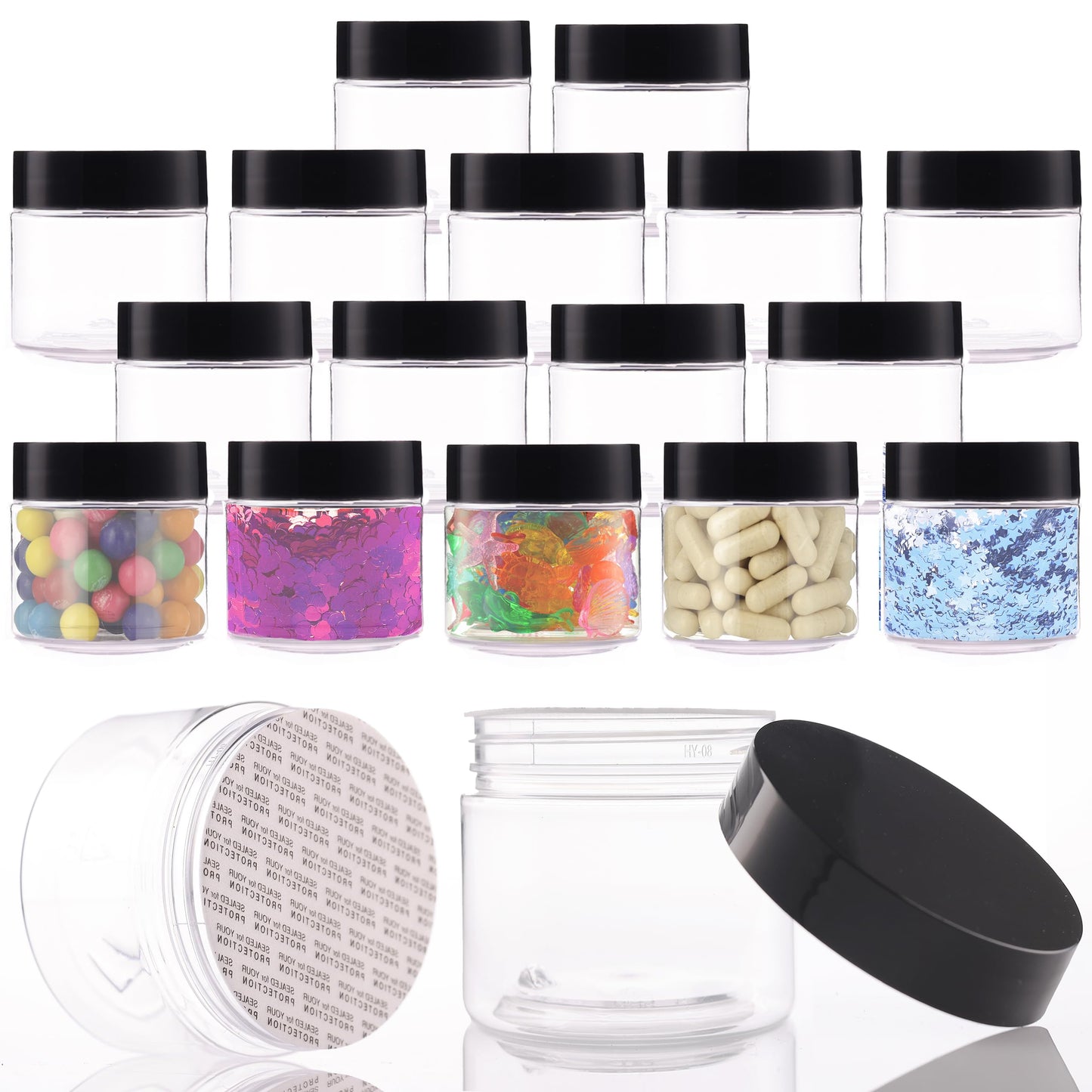 Plastic Jars with Lids - 6 OZ Small Plastic Containers - Travel Cosmetic Containers for Creams - Leak Proof Clear Jar with Lid