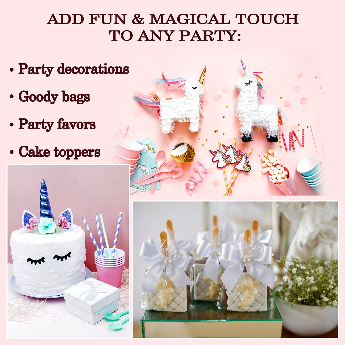 Unicorn Figures - Unicorn Party Favors for Kids - Unicorn Cake Toppers - Unicorn Decoration Playset - Easter Gifts for Kids