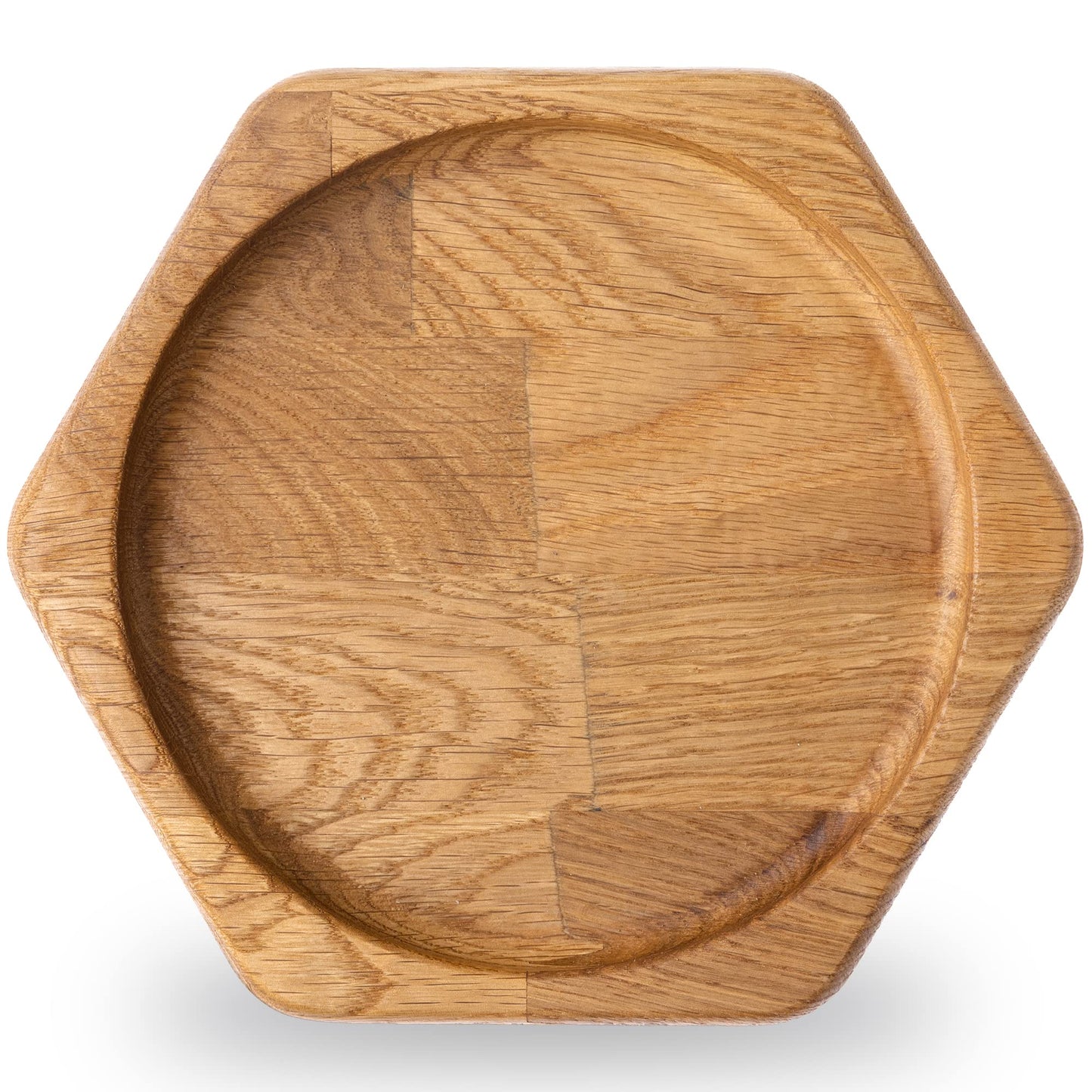 Planter Tray - 6 Inch Saucer - Oak Wood Drip Saucer - Drip Catcher for Plants - Hexagonal Tray - Planter Saucer - Saucer Wood