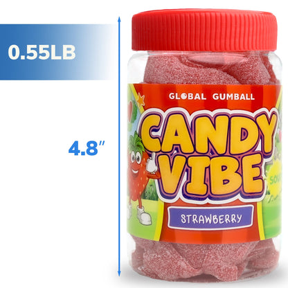 Sour Belts Candy - Candy Sour Strips - 0.55 Lb Jar of Sour Strips Candy - Sour Rainbow Belts- Peanut Free - Great as Movie Theater Candy for Kids