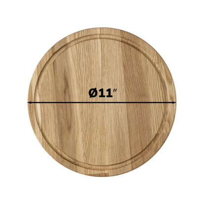 Round Cutting Board 11" - Wood Cutting Board - Oak Cutting Board - Real Wood Cutting Board - Chopping Board for Kitchen - Edge Grain Oak Wood Board