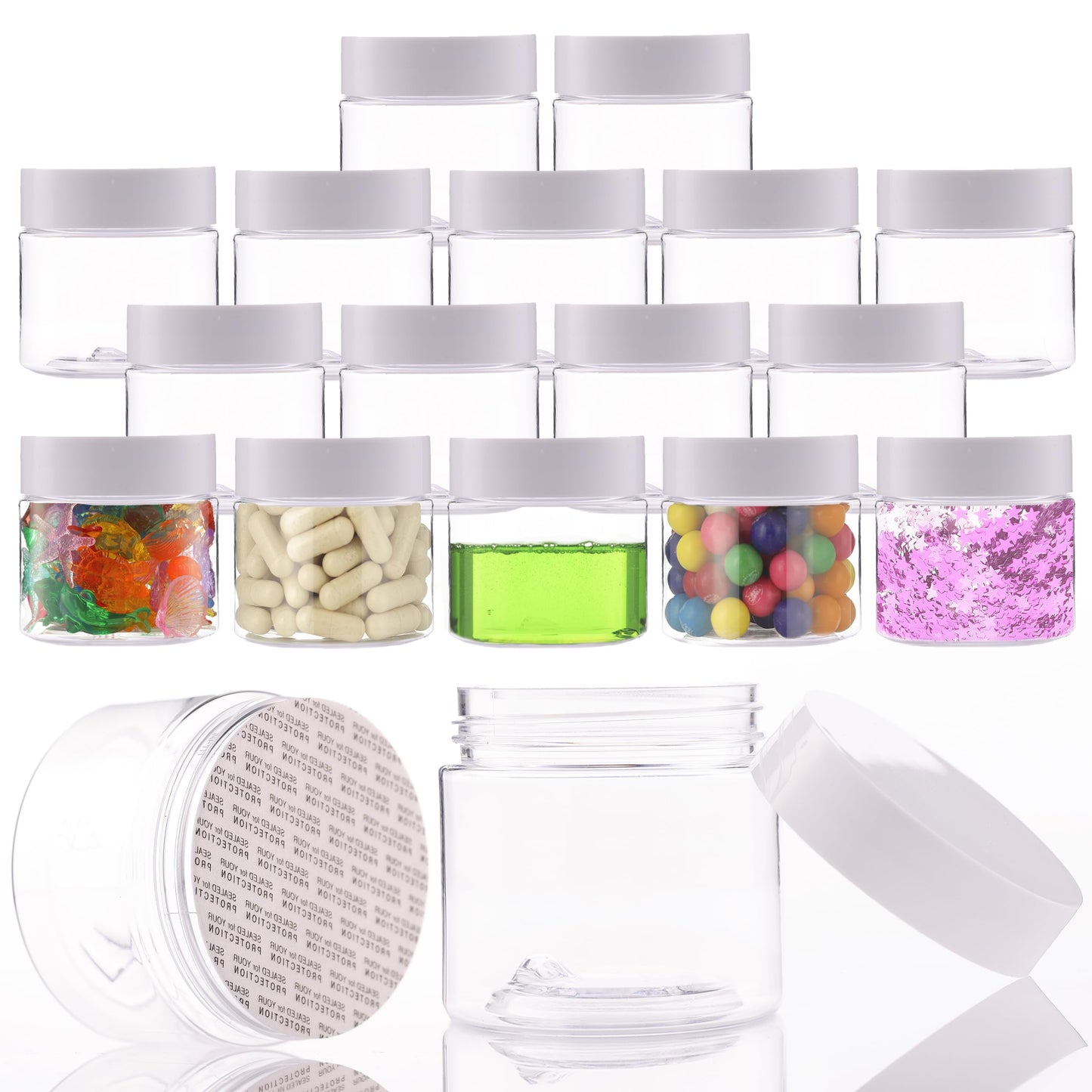 Plastic Jars with Lids - 6 OZ Small Plastic Containers - Travel Cosmetic Containers for Creams - Leak Proof Clear Jar with Lid