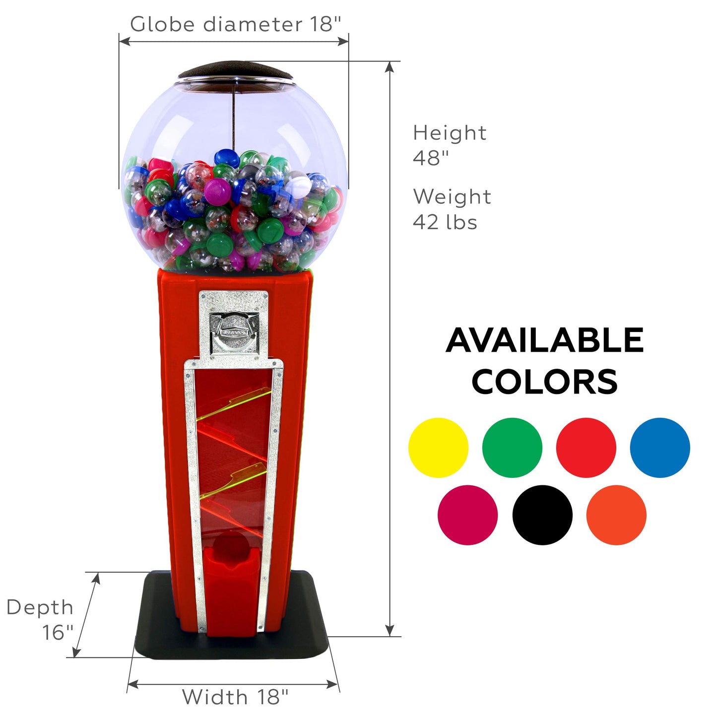 Wizard Wonder Capsule Vending Machine - Prize Machine - Commercial Vending Machine for 2 Inch Round Capsules Gumballs Bouncy Balls - Red