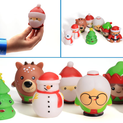 Christmas Stocking Stuffers 36 PCS Small Christmas Toys for Goodie Bags, Assorted Characters Rubber Toys and Stampers for Christmas Classroom Prizes