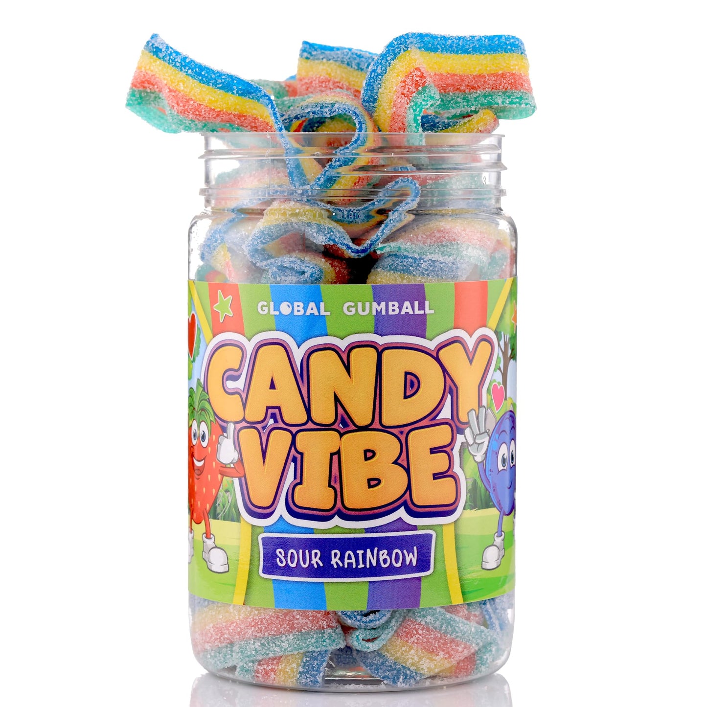 Sour Belts Candy - Candy Sour Strips - 0.55 Lb Jar of Sour Strips Candy - Sour Rainbow Belts- Peanut Free - Great as Movie Theater Candy for Kids