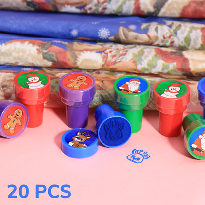 32 PCS Christmas Stocking Stuffers, Stamps and Holiday Pencils Set for Christmas Classroom Prizes, Goody small Christmas toys for goodie bags