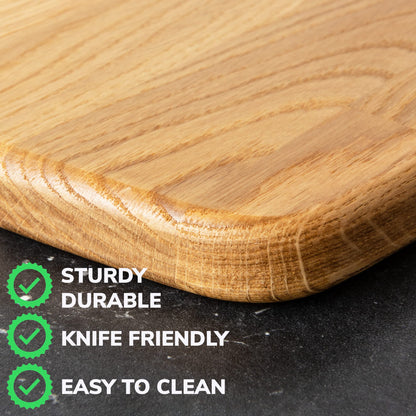 17x7 Inches Large Cheese Board with Handle - 20 mm Thin Cutting Board - Edge Grain Oak Cutting Board - Long Charcuterie Board - Wooden Serving Platter