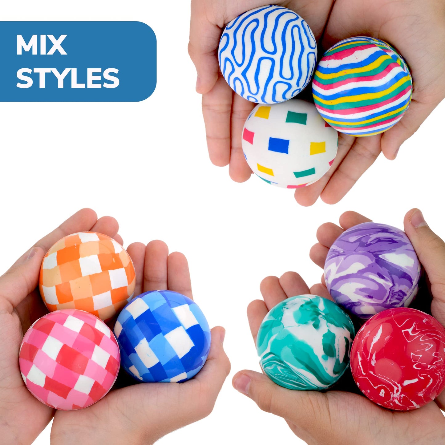 Bouncy Balls - Rubber Balls for Kids - Mixed Bounce Balls - 60 mm Big Bouncy Ball - Bouncing Balls Party Favors