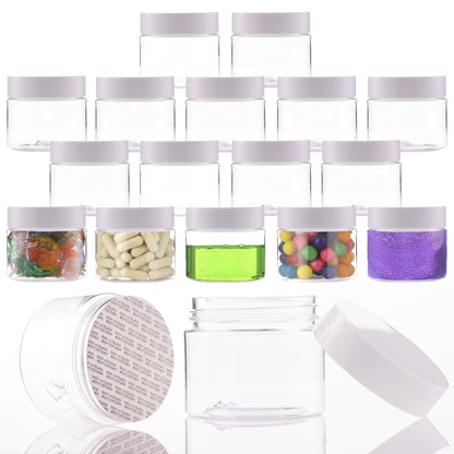 Plastic Jars with Lids - 4 OZ Small Plastic Containers - Travel Cosmetic Containers for Creams - Leak Proof Clear Jar