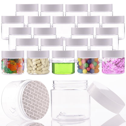 Plastic Jars with Lids - 6 OZ Small Plastic Containers - Travel Cosmetic Containers for Creams - Leak Proof Clear Jar with Lid