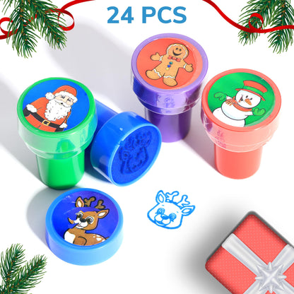 Christmas Stocking Stuffers 36 PCS Small Christmas Toys for Goodie Bags, Assorted Characters Rubber Toys and Stampers for Christmas Classroom Prizes